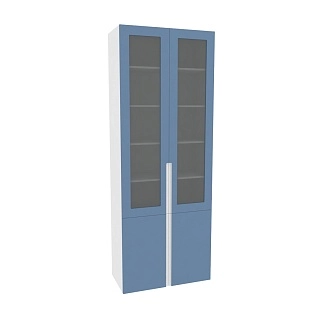 Шкаф книжный со стеклом, фасады в эмали LE214S