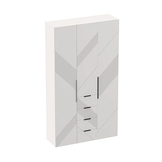 Шкаф трехдверный с ящиками узкий, фрезерованные фасады в эмали LE203.44