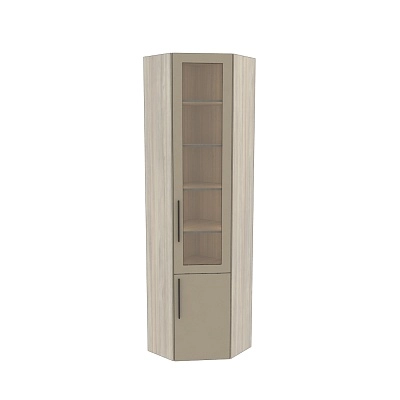 Шкаф угловой книжный со стеклом L247 с подсветкой