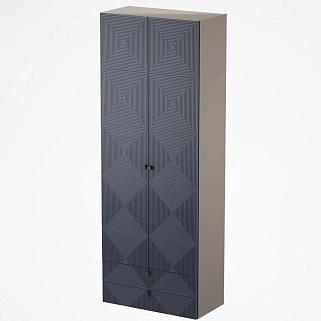 Шкаф 2 дверный с ящиками, фрезерованные фасады в эмали LE-211.44