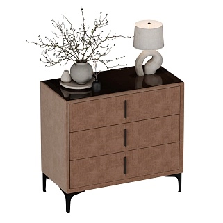 Комод мягкий, стекло прозрачное, ножки черные GRACE793