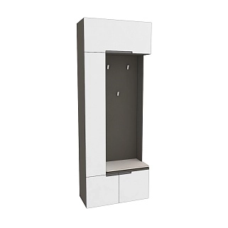 Секция с вешалкой и полками с подсветкой, фасады в эмали LE409 L/R