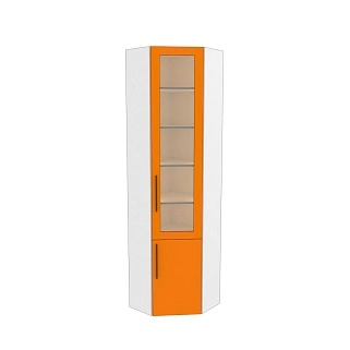 Шкаф угловой книжный со стеклом L247 с подсветкой