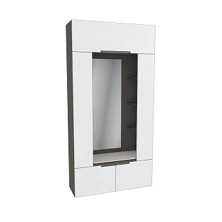 Секция с зеркалом и полками с подсветкой, фасады в эмали LE408