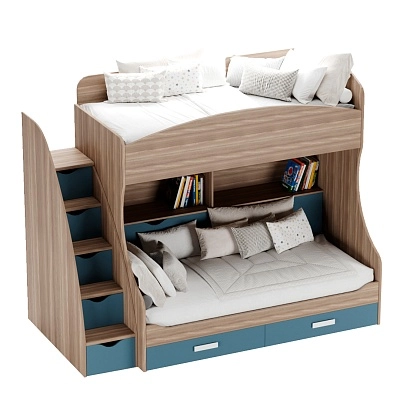 Кровать двухъярусная E980 с лестницей комодом