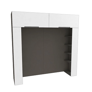 Ниша для кровати с секциями с подсветкой, фасады в эмали LE407.60