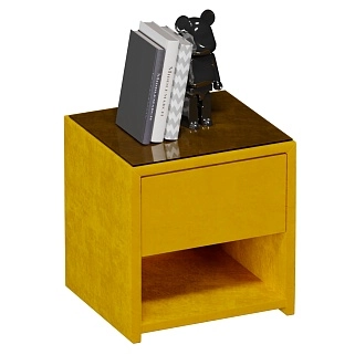 Тумба прикроватная мягкая, стекло прозрачное SUNRISE 751