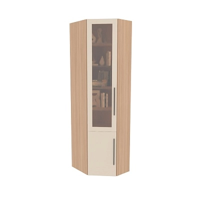 Шкаф угловой книжный со стеклом разносторонний с подсветкой L247.44 L/R