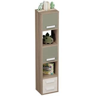 Cтеллаж сквозной книжный на 5 ниш с фасадами и ящиками E805