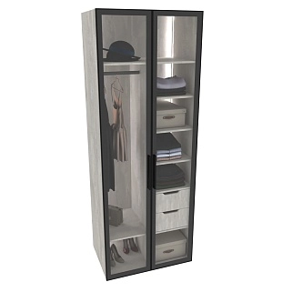 Шкаф для спальни с полками и штангой с подсветкой R210.60-4