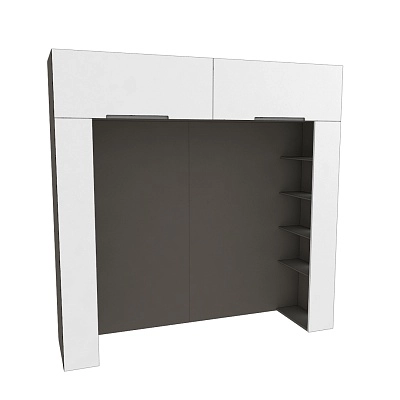 Ниша для кровати с секциями с подсветкой, фасады в эмали LE407.60