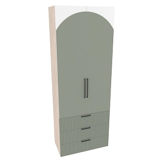 Шкаф книжный/для одежды с тремя ящиками, фрезерованные фасады в эмали LE213