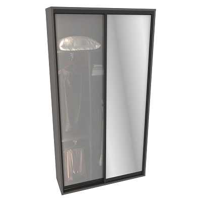 Шкаф-купе ХG140.45-3, профиль INTEGRO, фасад зеркало серебро/стекло Сатинато белое