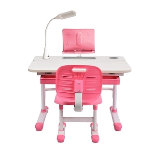 Комплект парта + стул Littonia Pink-w + лампа