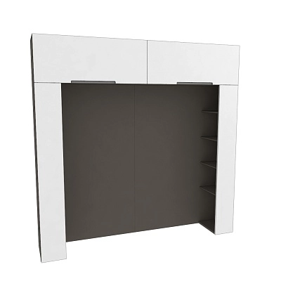 Ниша для кровати с секциями, фасады в эмали LE407.44