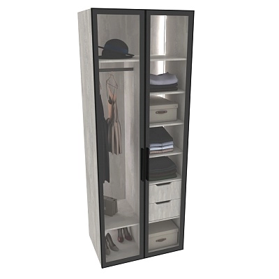 Шкаф для спальни с полками и штангой с подсветкой R210.60-4