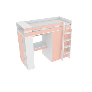 Кровать-чердак с рабочей зоной, фасады в эмали LE903, 90x190 L/R