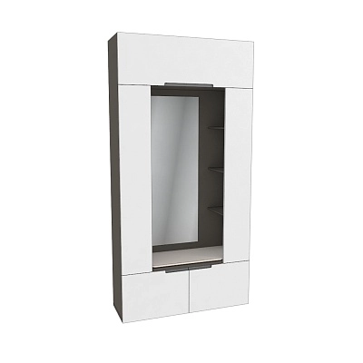 Секция с зеркалом и полками с подсветкой, фасады в эмали LE408