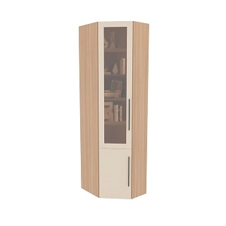 Шкаф угловой книжный со стеклом разносторонний с подсветкой L247.44 L/R