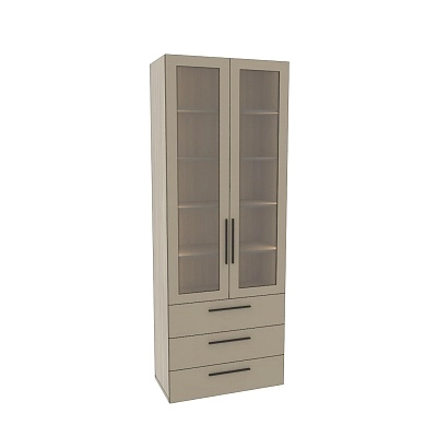 Шкаф книжный с тремя ящиками со стеклом L213S с подсветкой