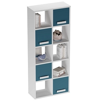 Стеллаж сквозной книжный на 10 ниш с ящиками E810