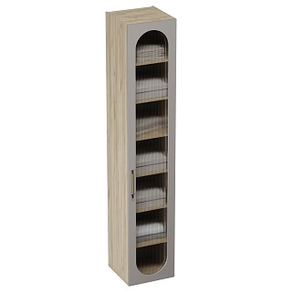 Шкаф 1 дверный узкий, фрезерованные фасады в эмали LE-220.44-4