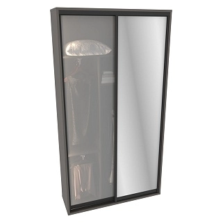 Шкаф-купе ХG146.45-3, профиль INTEGRO, фасад зеркало серебро/стекло Сатинато белое