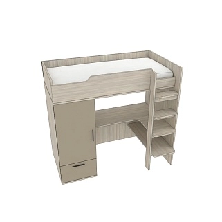 Кровать-чердак с рабочей зоной L909, 90x190 L/R