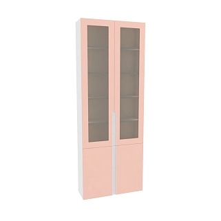 Шкаф книжный со стеклом, фасады в эмали LE240 с подсветкой