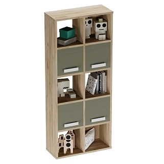 Стеллаж сквозной книжный на 10 ниш с ящиками E810