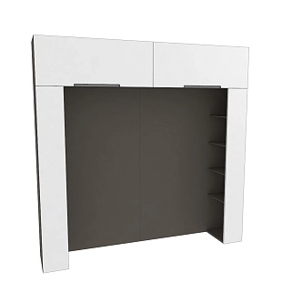 Ниша для кровати с секциями, фасады в эмали LE-407.44