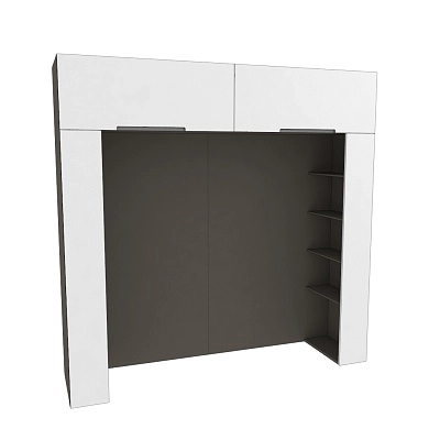 Ниша для кровати с секциями, фасады в эмали LE407.60