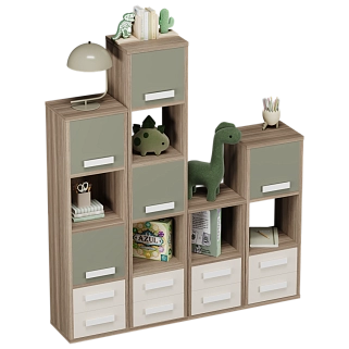 Стеллаж сквозной книжный на 14 ниш с ящиками E802,E803,E804,E805