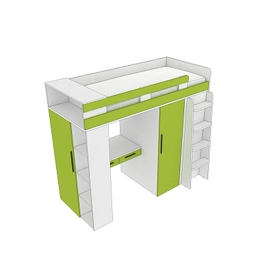 Кровать-чердак с рабочей зоной L903, 90x190 L/R