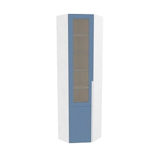 Шкаф угловой книжный со стеклом, фасады в эмали LE247 с подсветкой