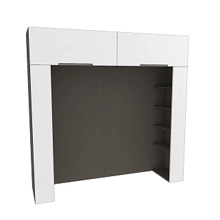 Ниша для кровати с секциями, фасады в эмали LE-407.60