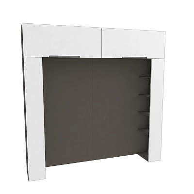 Ниша для кровати с секциями с подсветкой, фасады в эмали LE407.44