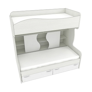 Кровать двухъярусная с лестницей комодом P904, 90x200