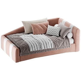 Кровать односпальная мягкая с ящиком для белья TOKIO с полосками, 90x190