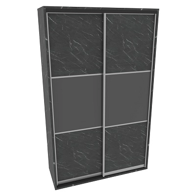 Шкаф-купе ХG166.60-2, профиль INTEGRO, фасад МДФ/Зеркало графит