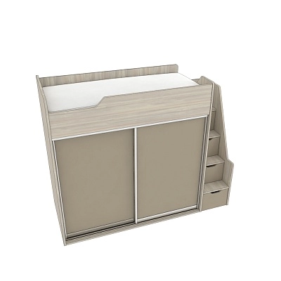 Кровать-чердак  с лестницей комодом L905, 90x190 L/R