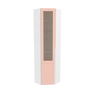 Шкаф угловой книжный со стеклом, фасады в эмали LE247 с подсветкой