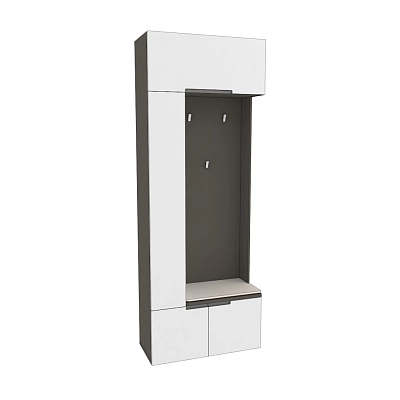 Секция с вешалкой и полками с подсветкой, фасады в эмали LE409 L/R